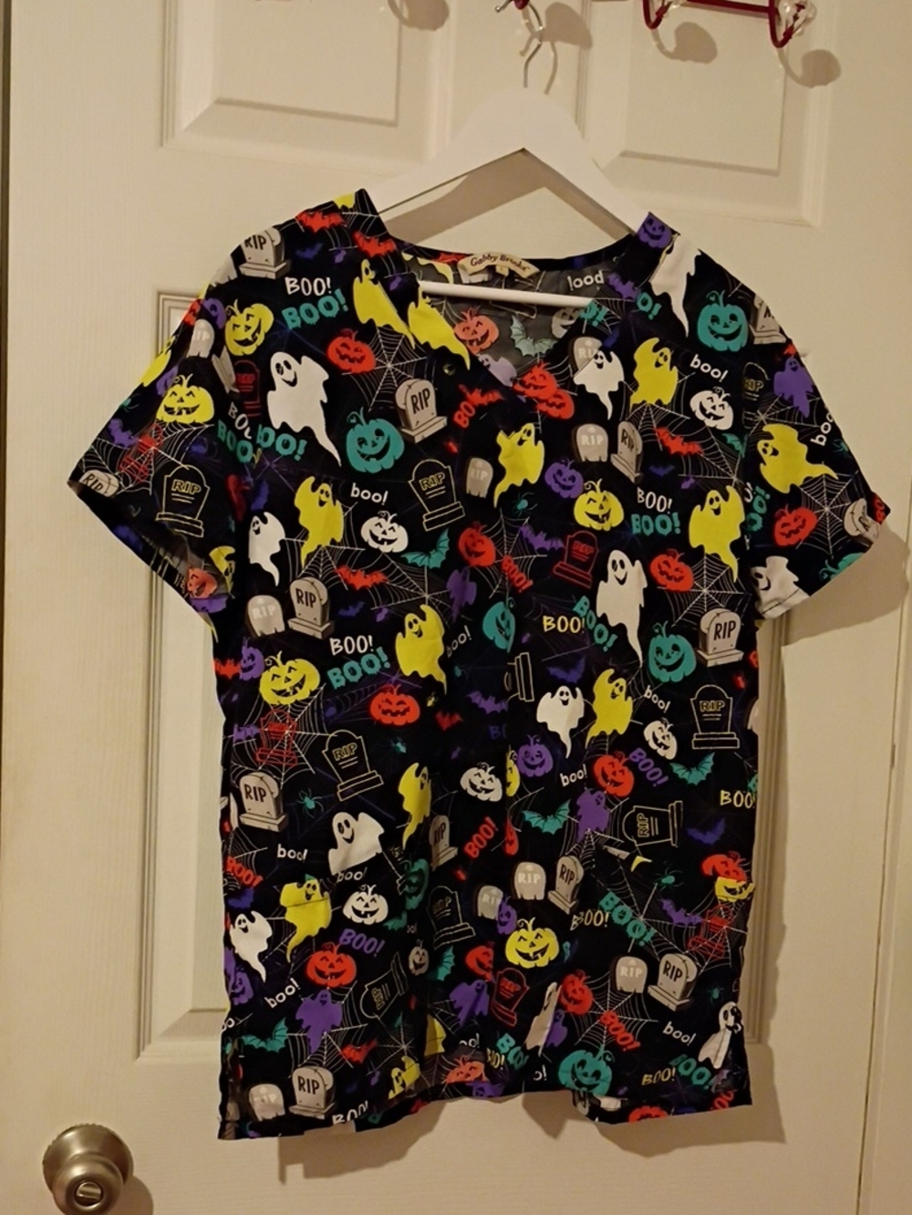 Gabby Brooke Black Halloween 🎃 Themed Scrub Top
